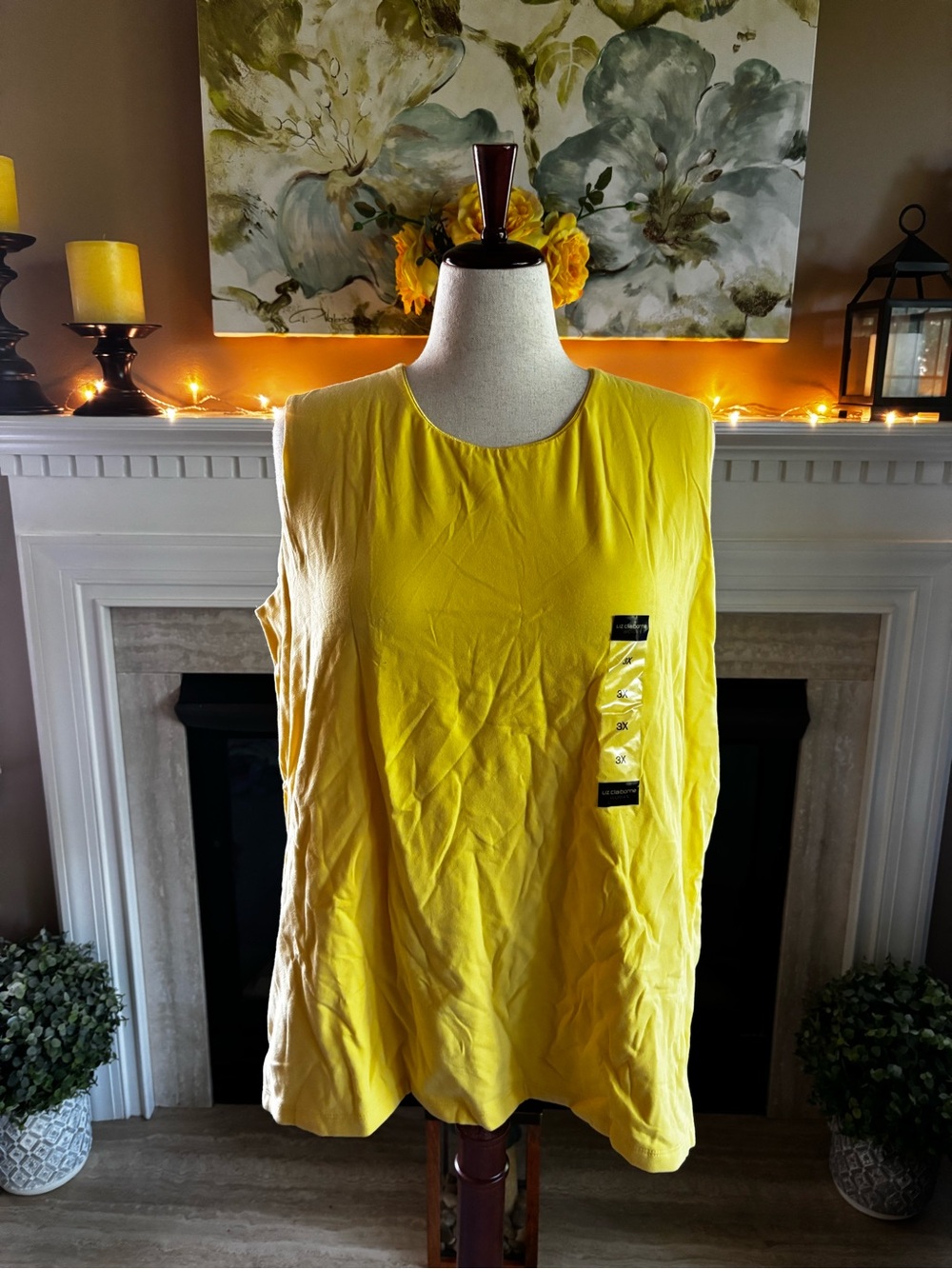 *NEW* Liz Claiborne Woman 100% Cotton Stain Resistant Yellow Tank - Size 3XL